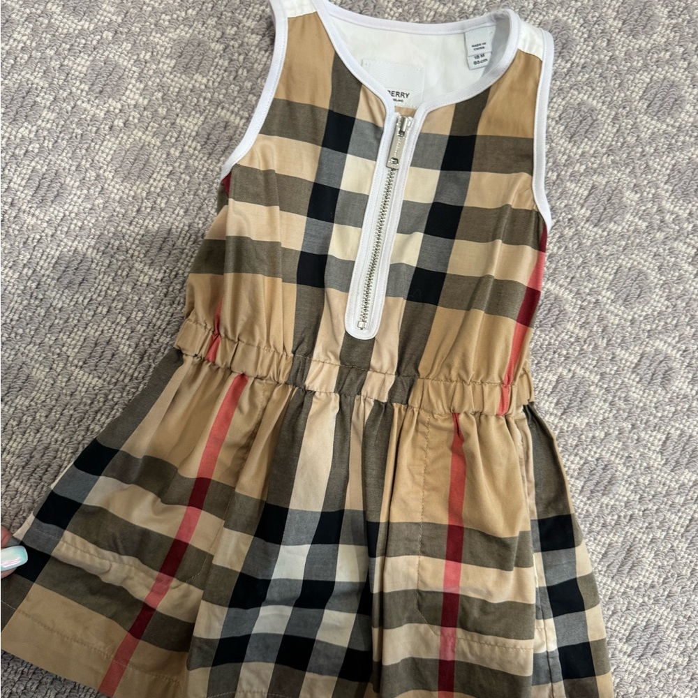 Burberry Tan and Red Plaid Kids Dress